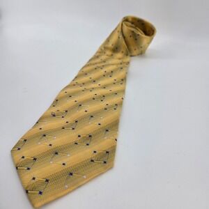 Umo Lorenzo Men's Tie Yellow Geometric Design Made in Italy Suit Career Work